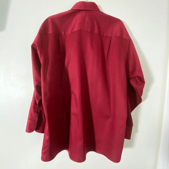 Geoffrey Beene Burgundy Men's Dress Shirt Size XL17 Long Sleeve Button Down - Picture 3 of 11